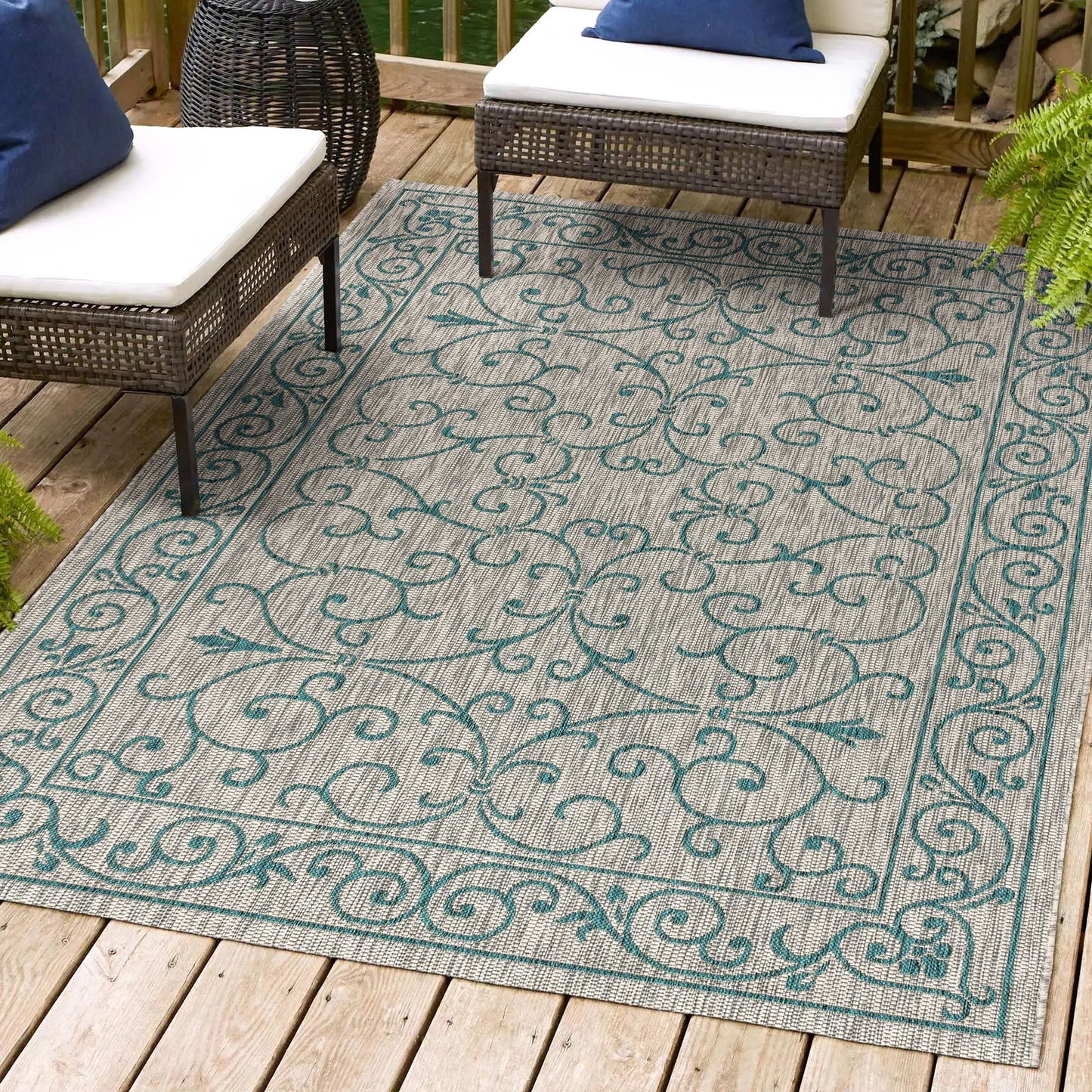 JONATHAN Y Filigree Textured Weave Indoor/Outdoor Area Rug