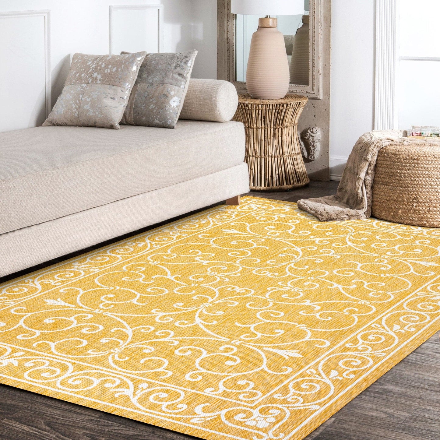 JONATHAN Y Filigree Textured Weave Indoor/Outdoor Area Rug