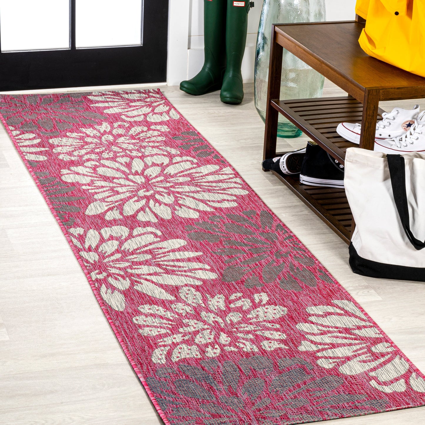 JONATHAN Y Floral Textured Weave Indoor/Outdoor Area Rug