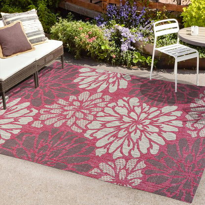 JONATHAN Y Floral Textured Weave Indoor/Outdoor Area Rug