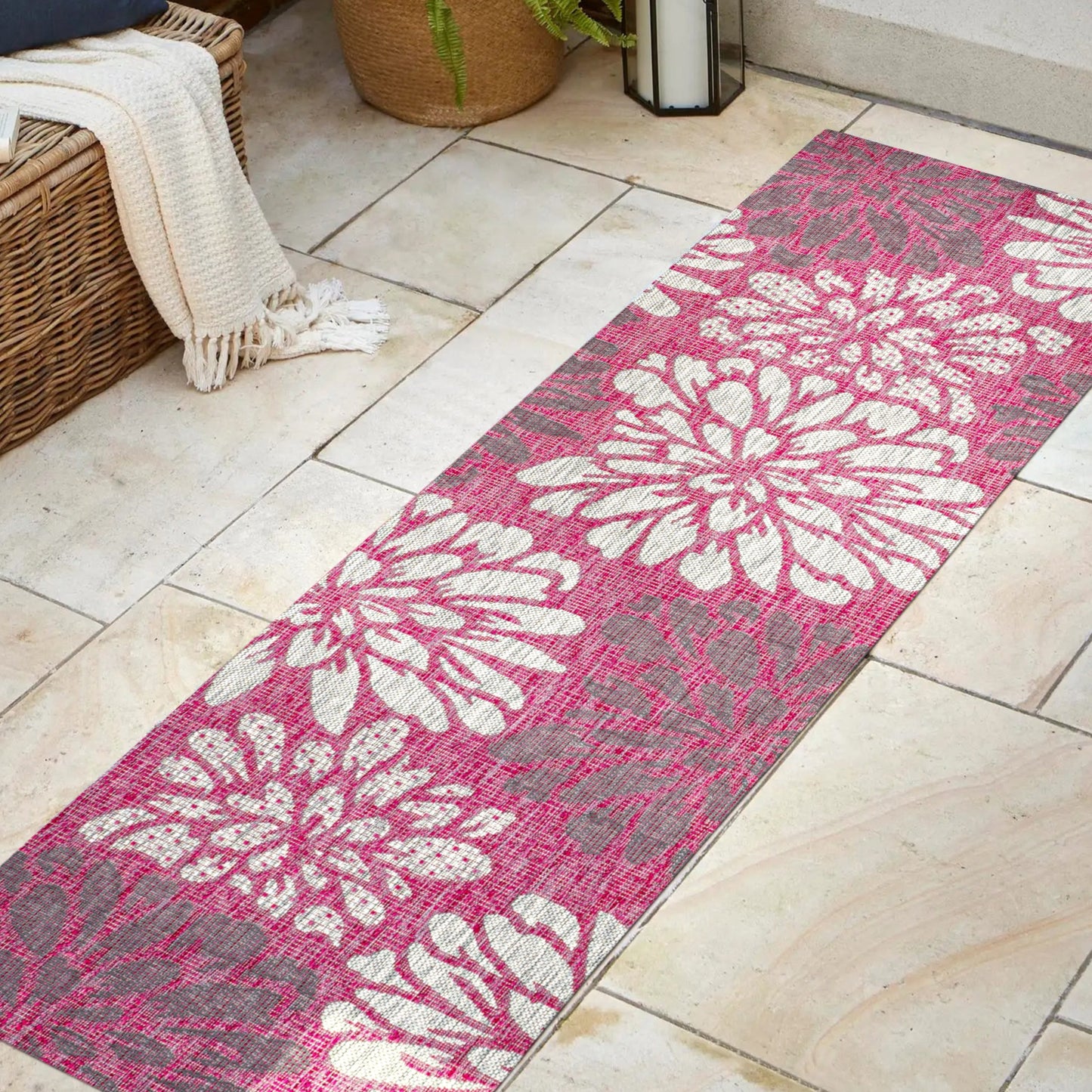 JONATHAN Y Floral Textured Weave Indoor/Outdoor Area Rug
