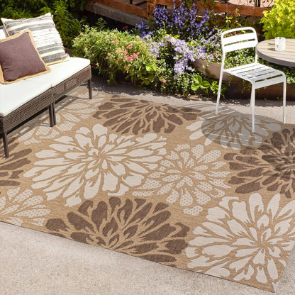 JONATHAN Y Floral Textured Weave Indoor/Outdoor Area Rug