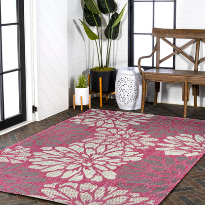 JONATHAN Y Floral Textured Weave Indoor/Outdoor Area Rug