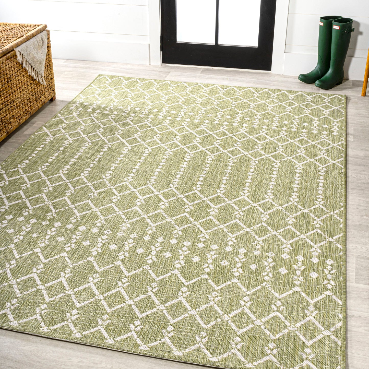 JONATHAN Y Trebol Moroccan Geometric Textured Weave Indoor/Outdoor Area Rug