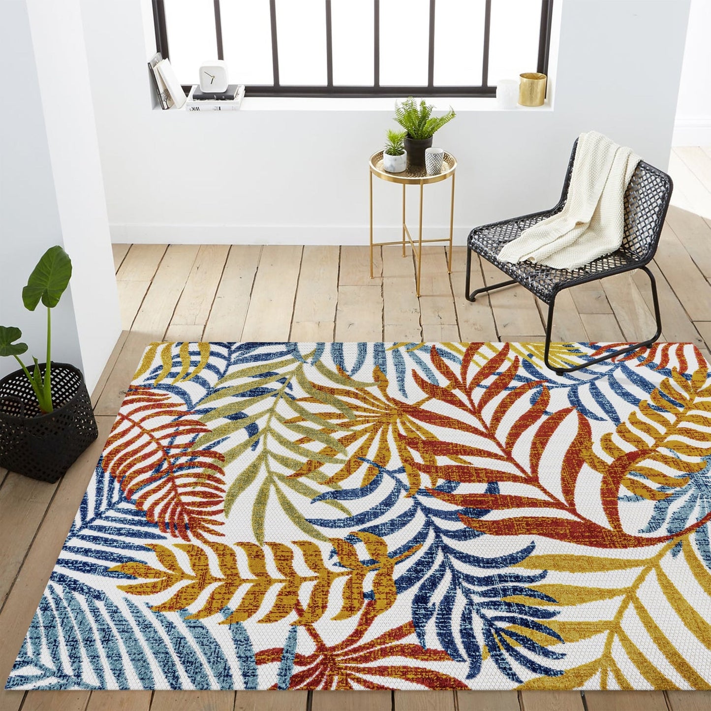 JONATHAN Y Aydin Palm Leaves Indoor/Outdoor Area Rug