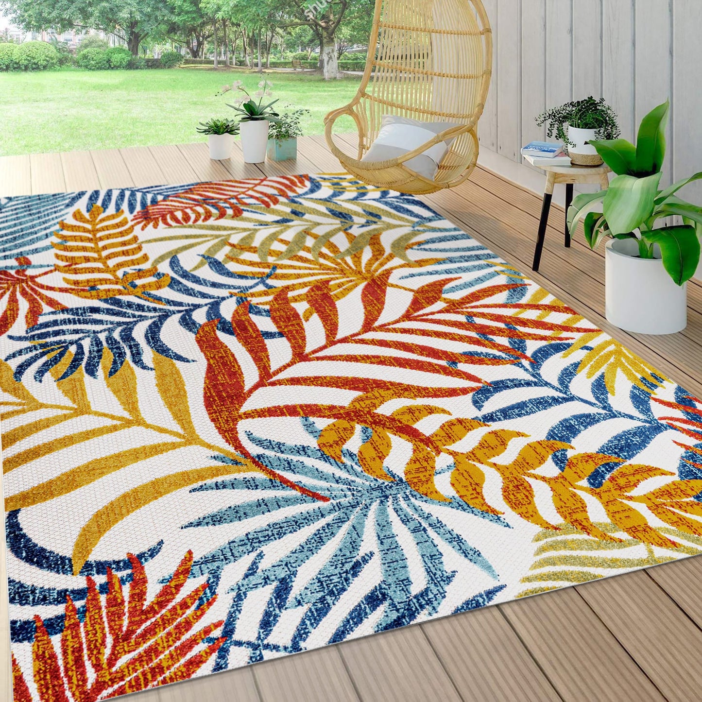 JONATHAN Y Aydin Palm Leaves Indoor/Outdoor Area Rug
