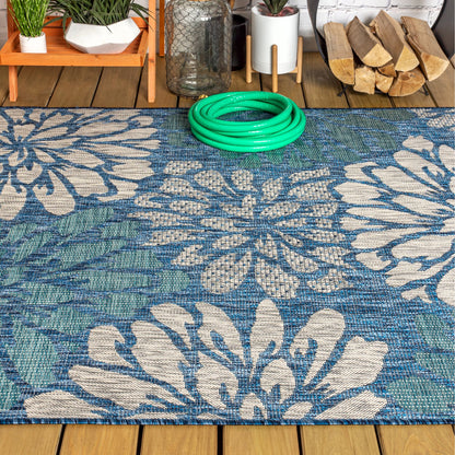 JONATHAN Y Floral Textured Weave Indoor/Outdoor Area Rug