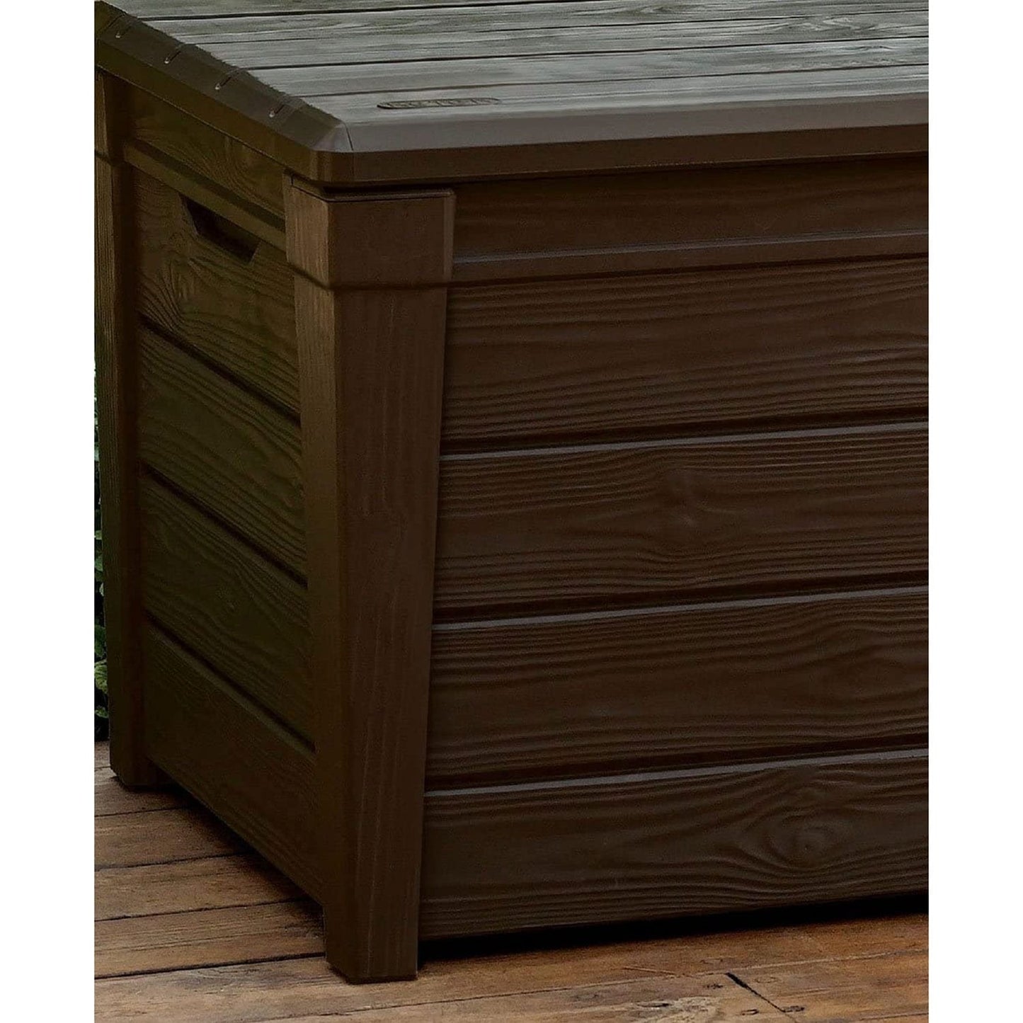 Keter Brightwood 120gal Weatherproof Resin Patio Deck Storage Box Bench, Brown - 40