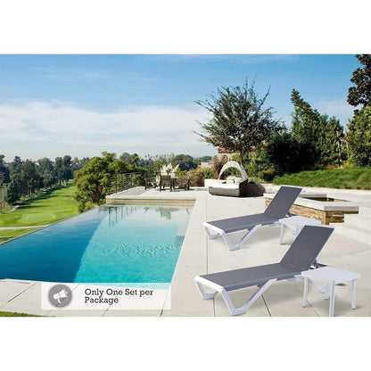 Kozyard Alan Full Flat Aluminum and Polypropylene Resin Legs Patio Reclining Adjustable Chaise Lounge