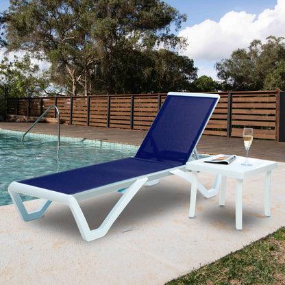 Kozyard Alan Full Flat Aluminum and Polypropylene Resin Legs Patio Reclining Adjustable Chaise Lounge