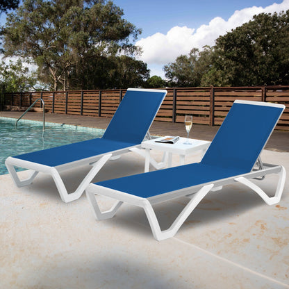 Kozyard Alan Full Flat Aluminum and Polypropylene Resin Legs Patio Reclining Adjustable Chaise Lounge
