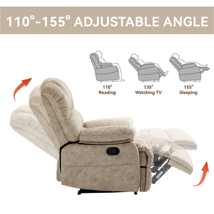 Grand fauteuil inclinable manuel pour adulte, canapé inclinable simple en tissu confortable, fauteuil inclinable rembourré pour salon