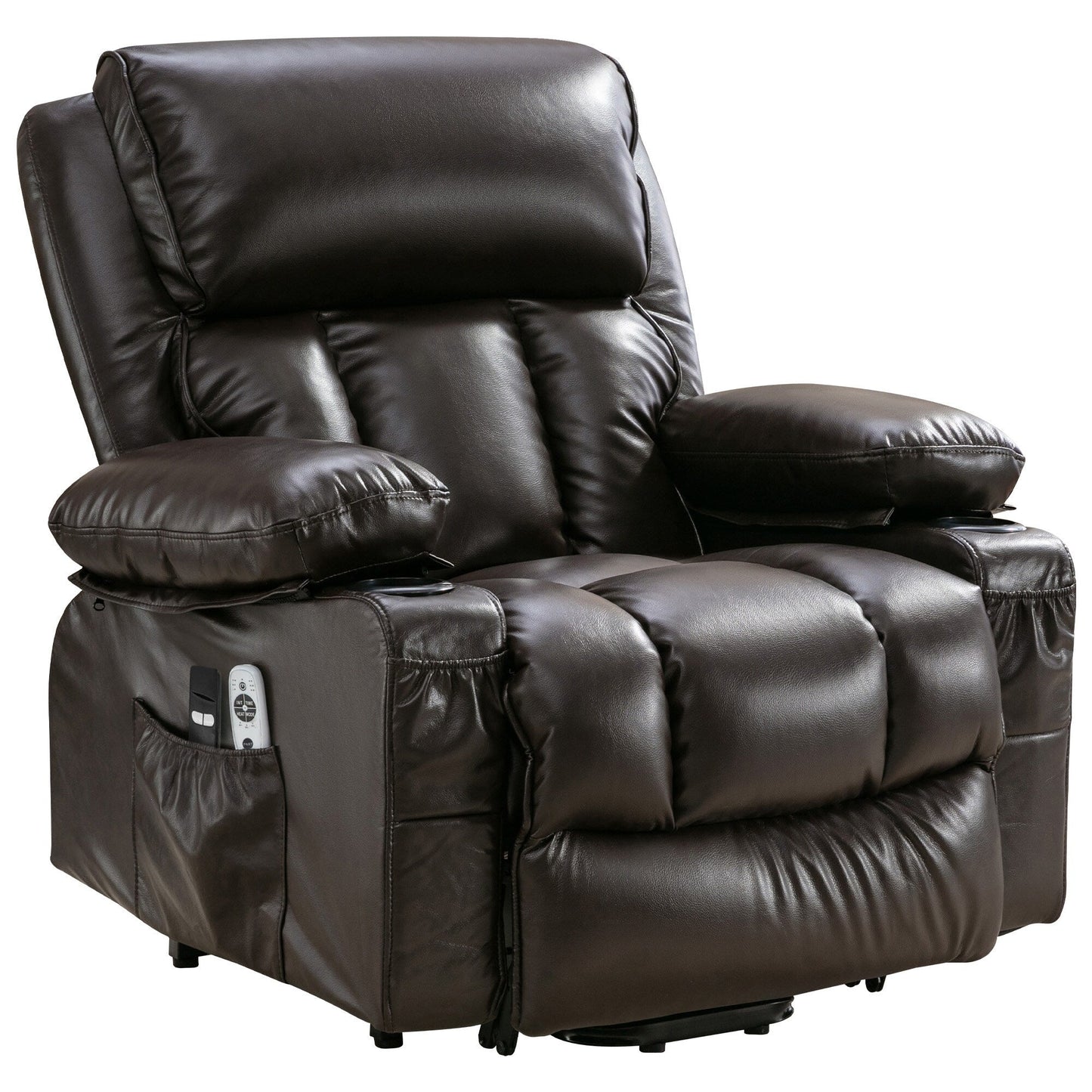 Grand fauteuil inclinable électrique avec chauffage et massage 8 points - Télécommande, port USB