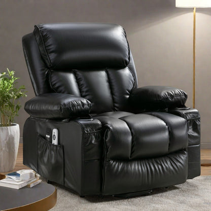 Grand fauteuil inclinable électrique avec chauffage et massage 8 points - Télécommande, port USB