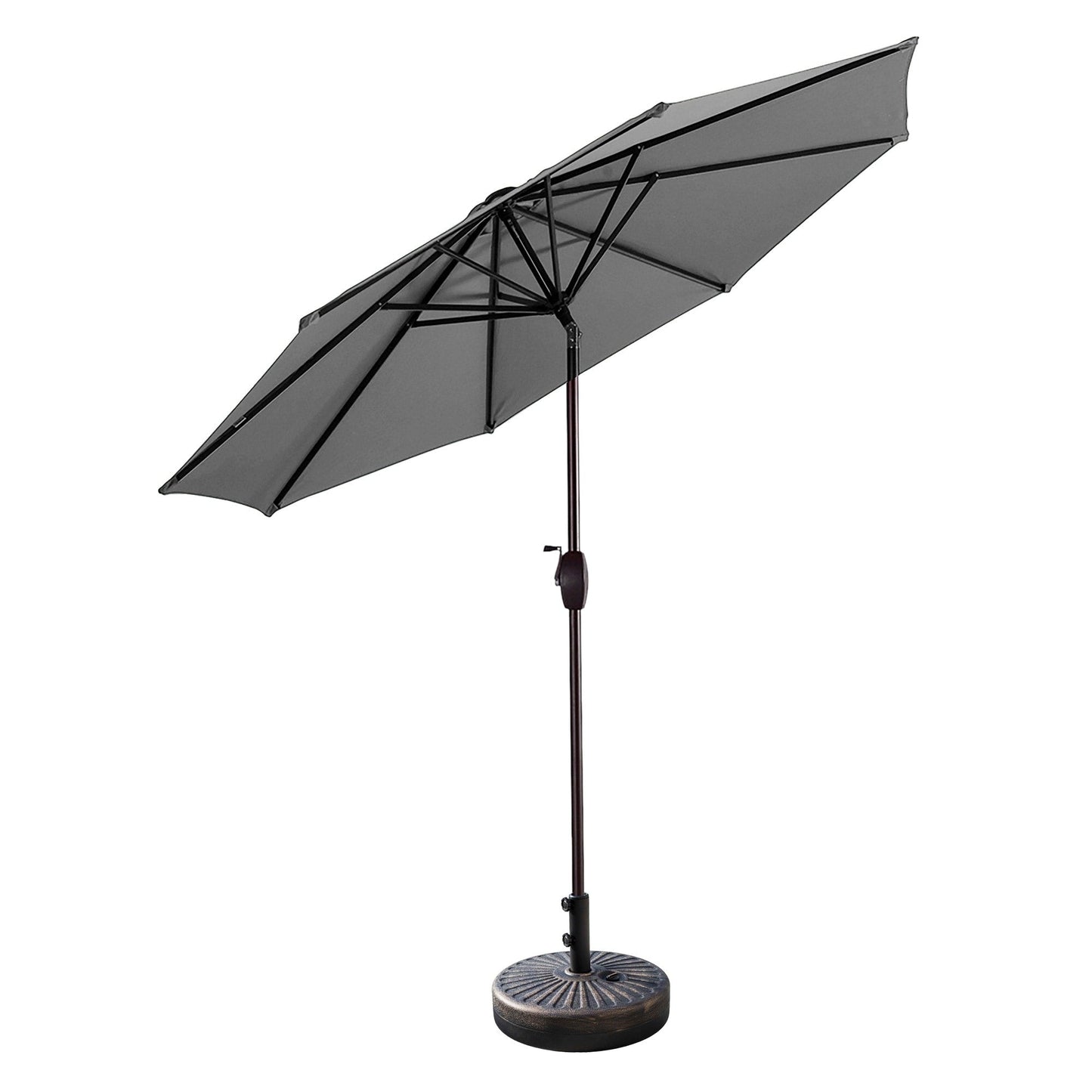Lopes 9-foot Patio Umbrella with Bronze Finish Base Weight Stand Included