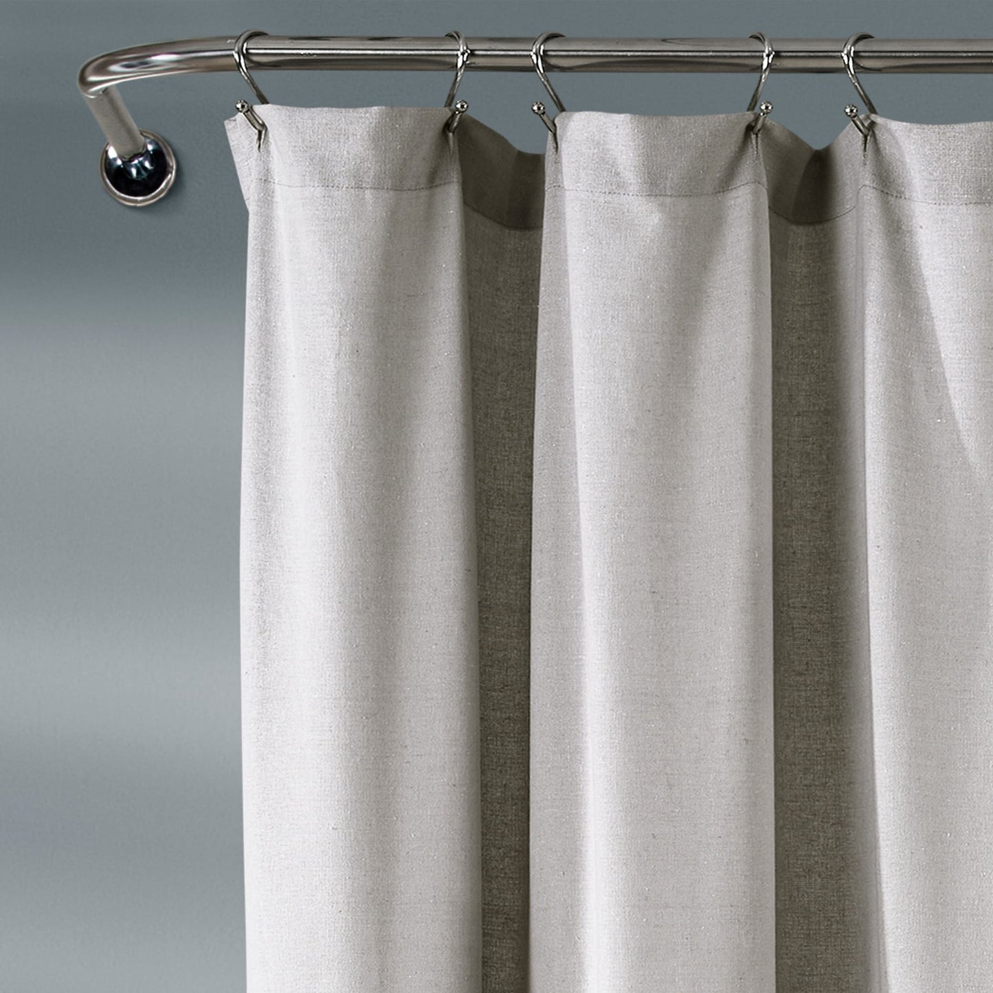 Lush Decor Two-tone Linen Button Shower Curtain