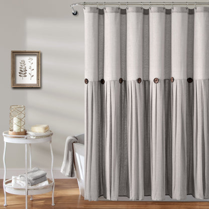 Lush Decor Two-tone Linen Button Shower Curtain