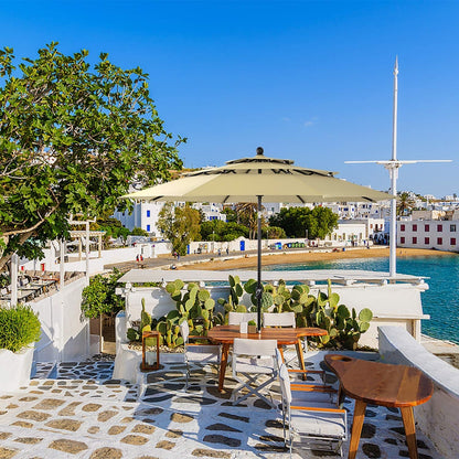 MAISON ARTS 10ft 3 Tiers Vented Patio Outdoor Umbrella with Auto-tilt and Crank Lift