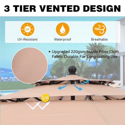 MAISON ARTS 10ft 3 Tiers Vented Patio Outdoor Umbrella with Auto-tilt and Crank Lift