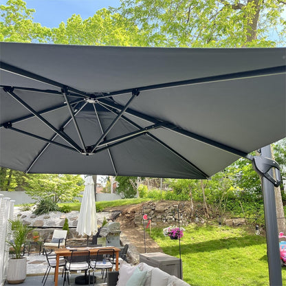 MAISON ARTS 12 FT Automatic Hydraulic Cantilever Umbrella Aluminum Pole 360 Degree Rotation