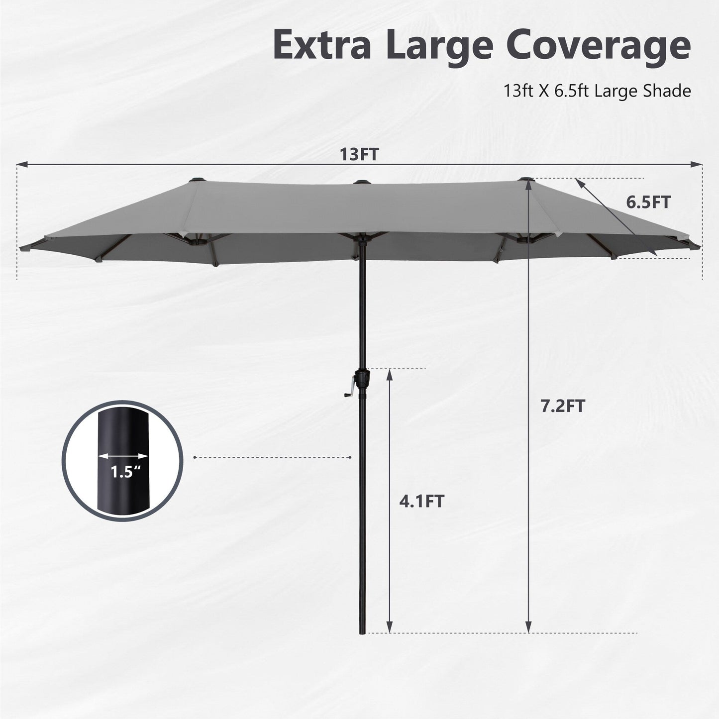 MAISON ARTS 13ft Double -Sided Patio Umbrella Extra Large with Crank
