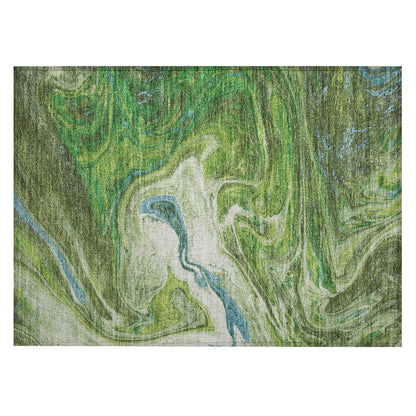 Machine Washable Indoor/ Outdoor Abstract Brushstroke Chantille Rug