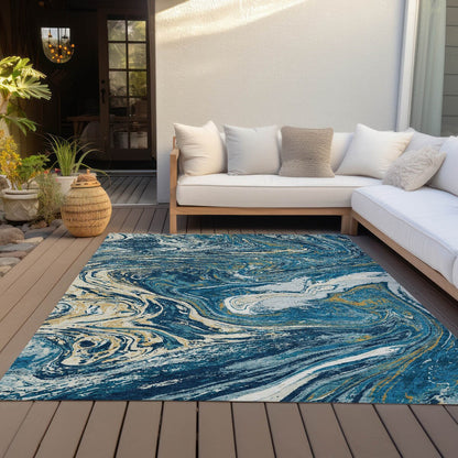 Machine Washable Indoor/ Outdoor Abstract Brushstroke Chantille Rug