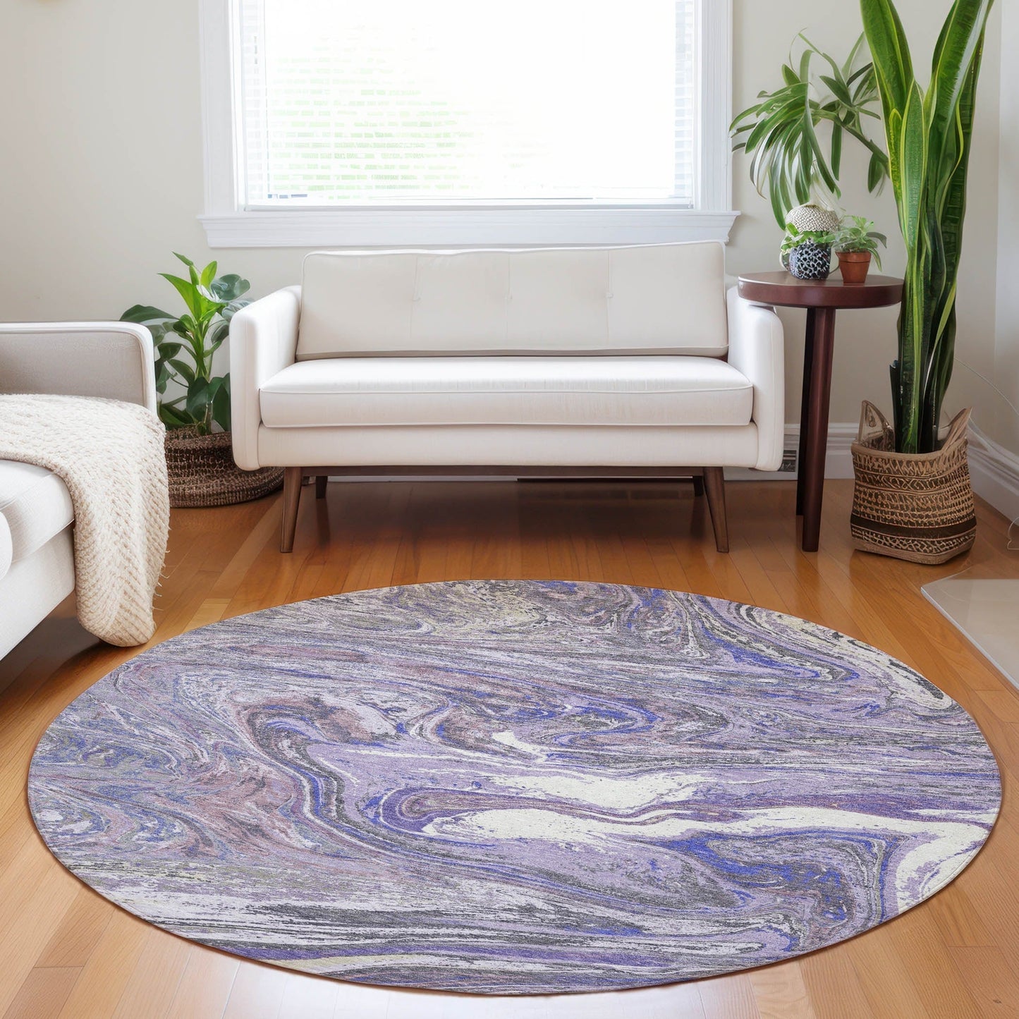 Machine Washable Indoor/ Outdoor Abstract Brushstroke Chantille Rug