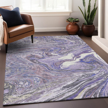 Machine Washable Indoor/ Outdoor Abstract Brushstroke Chantille Rug