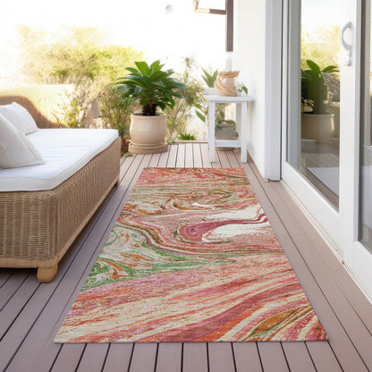Machine Washable Indoor/ Outdoor Abstract Brushstroke Chantille Rug