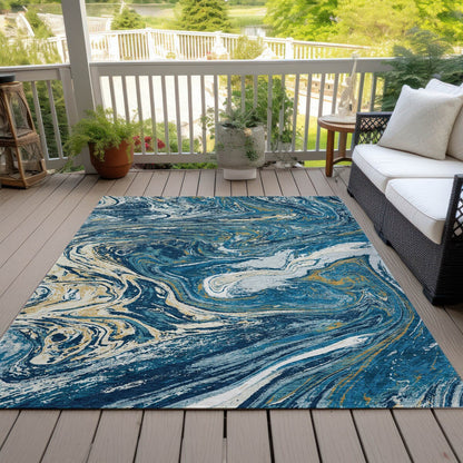 Machine Washable Indoor/ Outdoor Abstract Brushstroke Chantille Rug