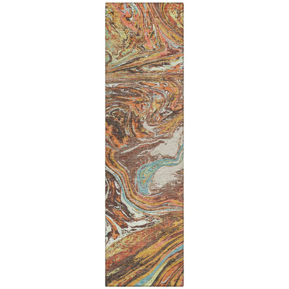 Machine Washable Indoor/ Outdoor Abstract Brushstroke Chantille Rug