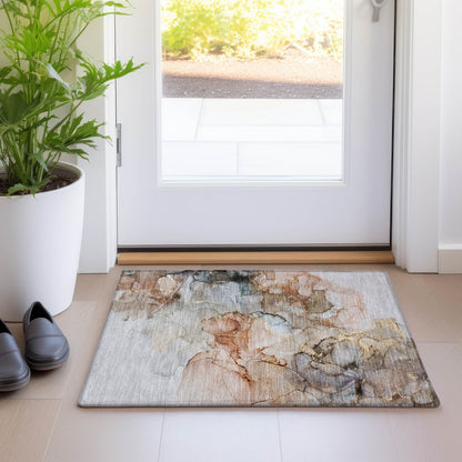 Machine Washable Indoor/ Outdoor Abstract Chantille Rug