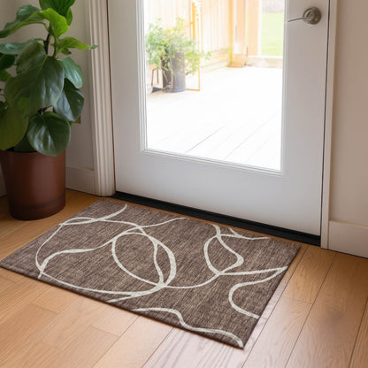 Machine Washable Indoor/ Outdoor Abstract Modern Chantille Rug