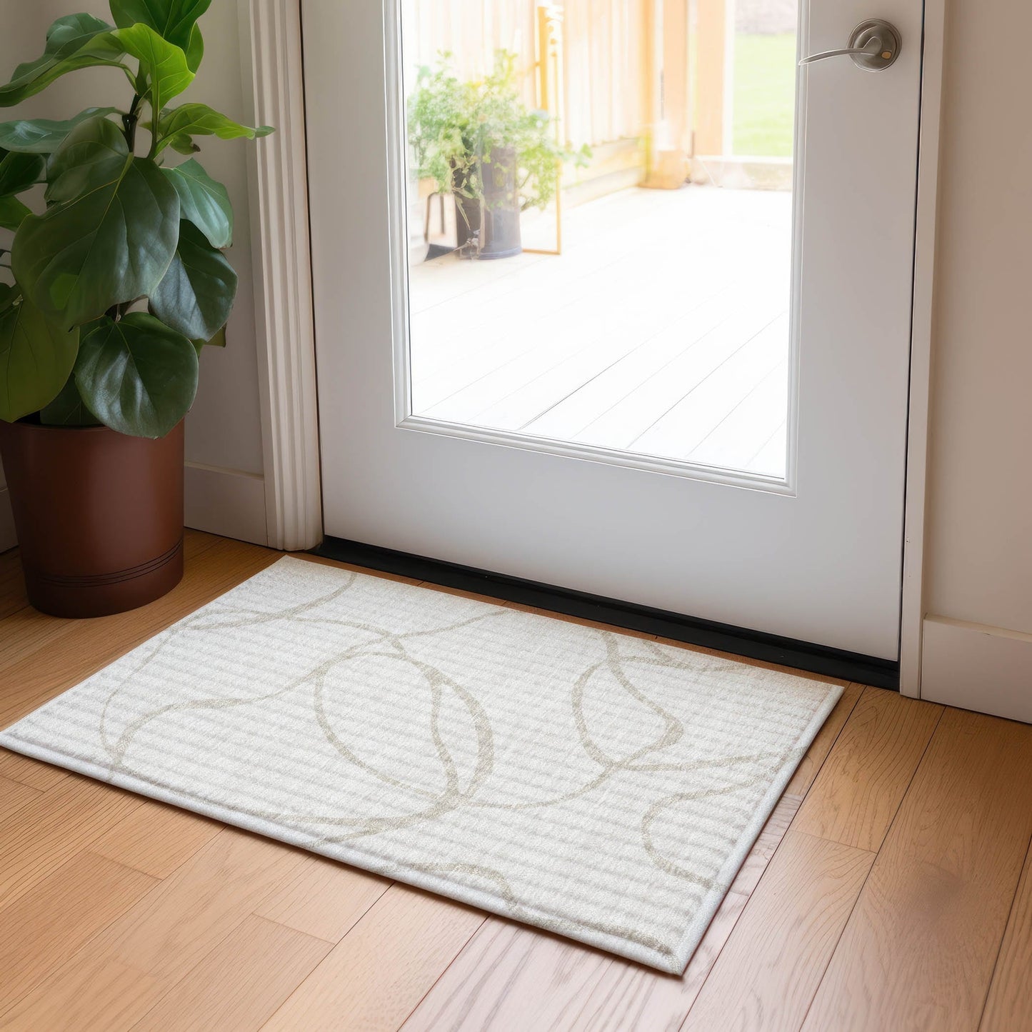 Machine Washable Indoor/ Outdoor Abstract Modern Chantille Rug