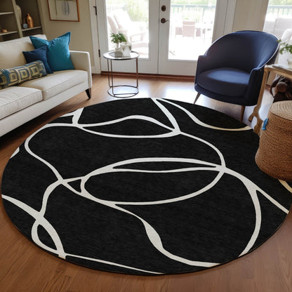 Machine Washable Indoor/ Outdoor Abstract Modern Chantille Rug