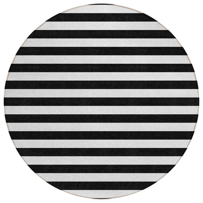 Machine Washable Indoor/ Outdoor Cabana Stripe Chantille Rug