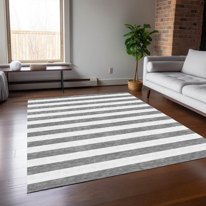 Machine Washable Indoor/ Outdoor Cabana Stripe Chantille Rug