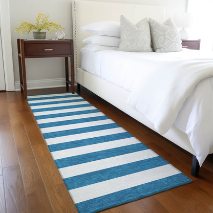 Machine Washable Indoor/ Outdoor Cabana Stripe Chantille Rug