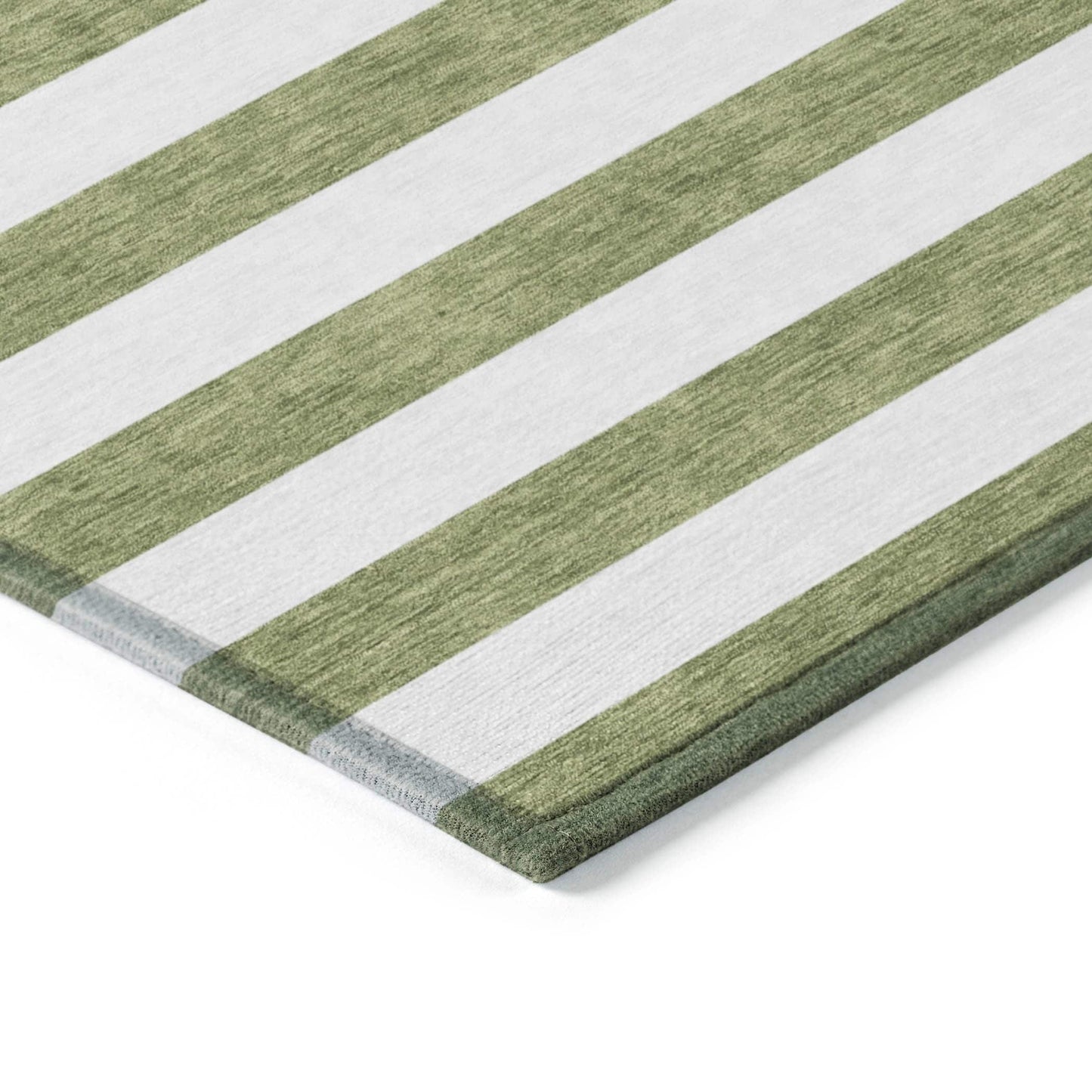 Machine Washable Indoor/ Outdoor Cabana Stripe Chantille Rug
