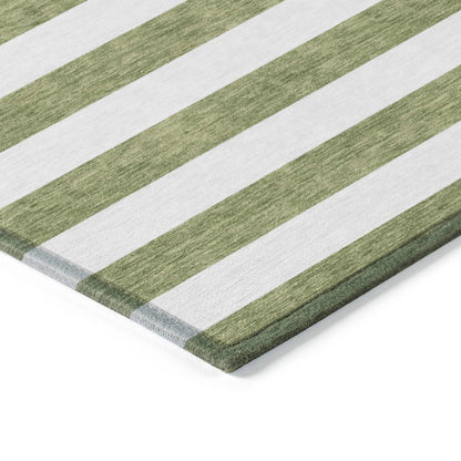 Machine Washable Indoor/ Outdoor Cabana Stripe Chantille Rug