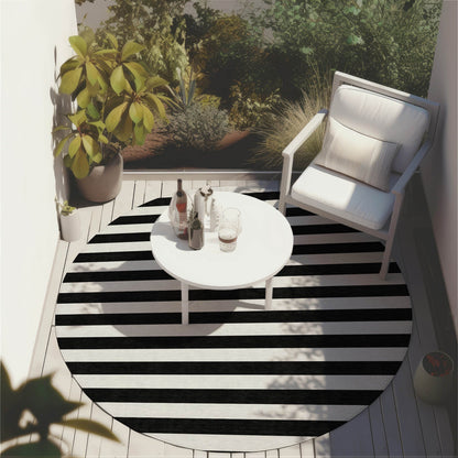 Machine Washable Indoor/ Outdoor Cabana Stripe Chantille Rug