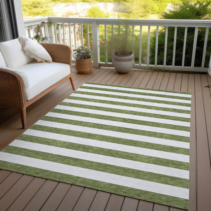 Machine Washable Indoor/ Outdoor Cabana Stripe Chantille Rug