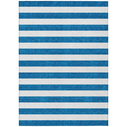 Machine Washable Indoor/ Outdoor Cabana Stripe Chantille Rug