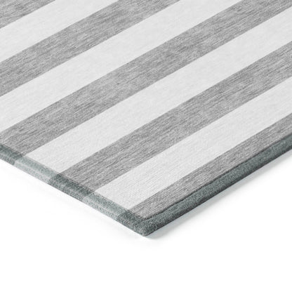 Machine Washable Indoor/ Outdoor Cabana Stripe Chantille Rug