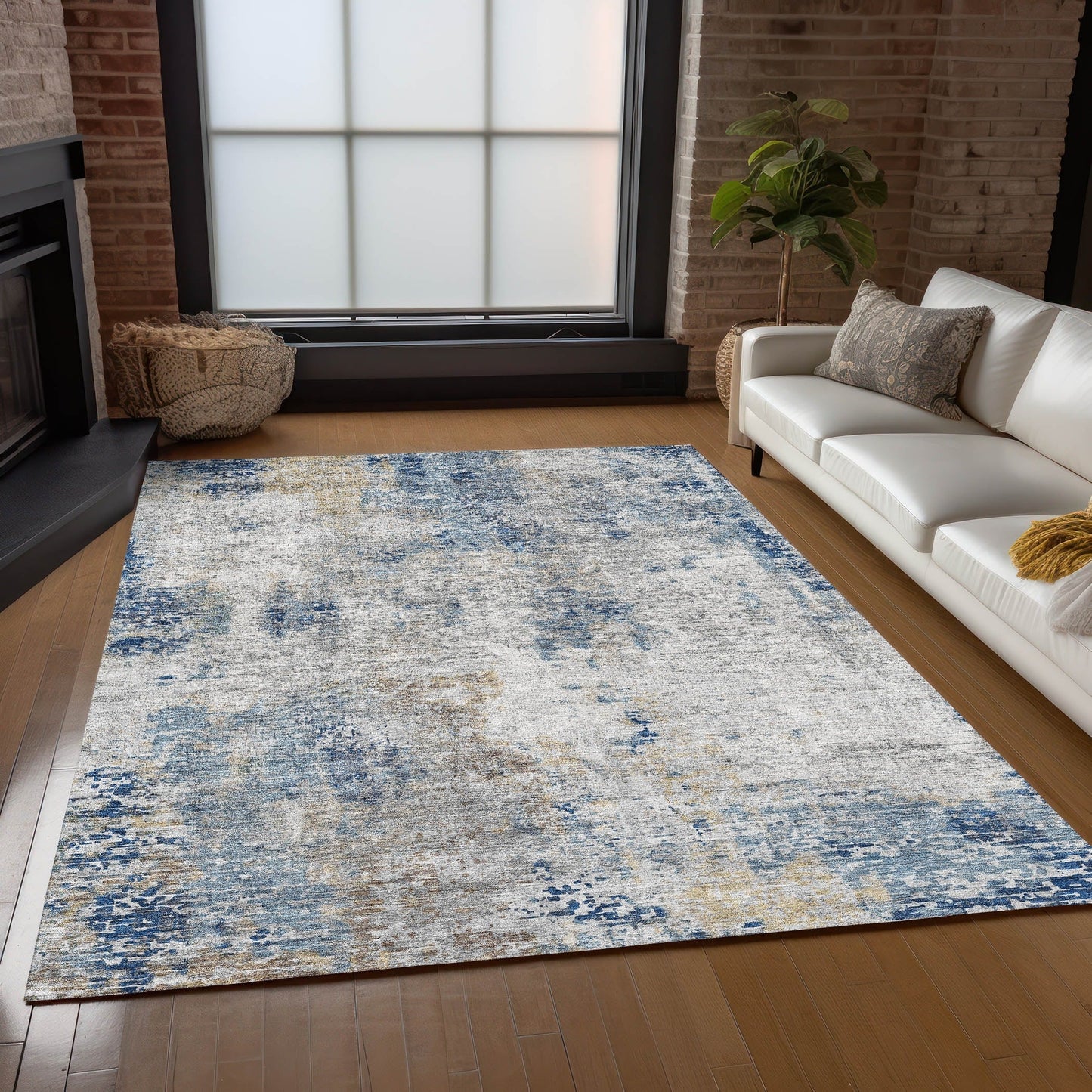 Machine Washable Indoor/ Outdoor Chantille Abstract Modern Rug