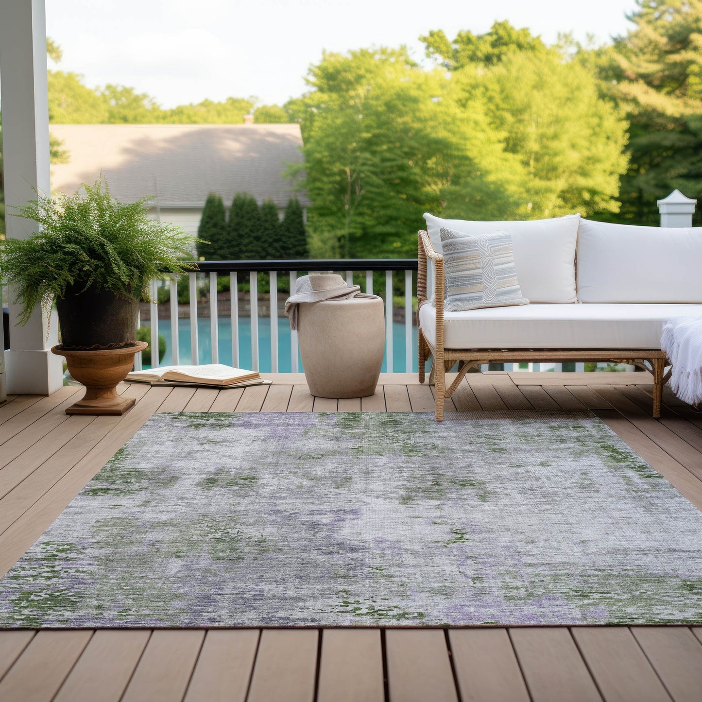 Machine Washable Indoor/ Outdoor Chantille Abstract Modern Rug