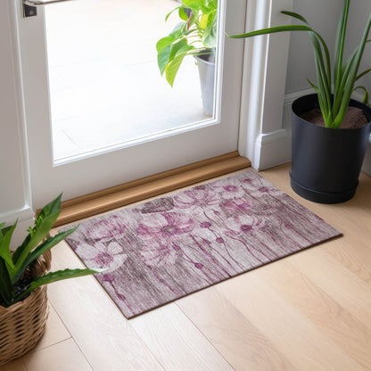 Machine Washable Indoor/ Outdoor Chantille Modern Floral Rug