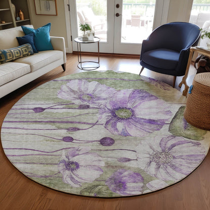 Machine Washable Indoor/ Outdoor Chantille Modern Floral Rug