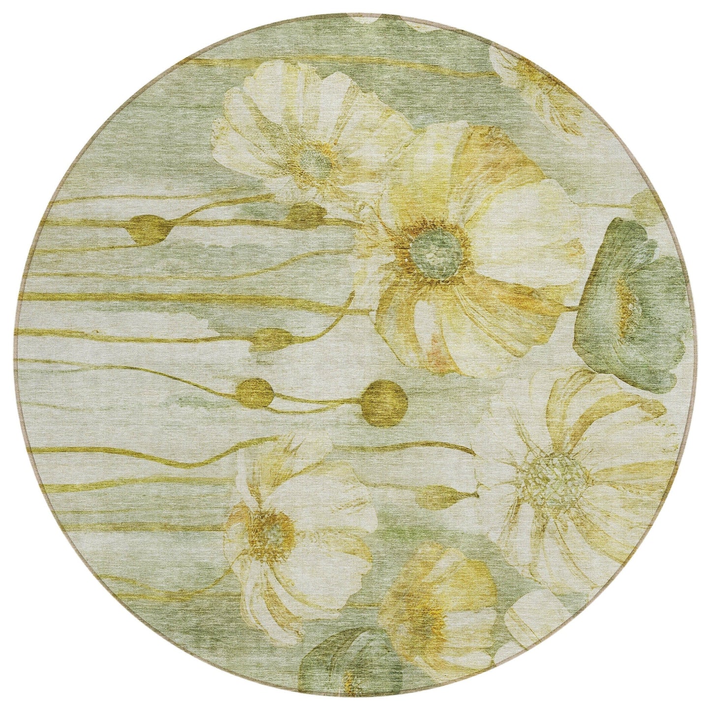 Machine Washable Indoor/ Outdoor Chantille Modern Floral Rug